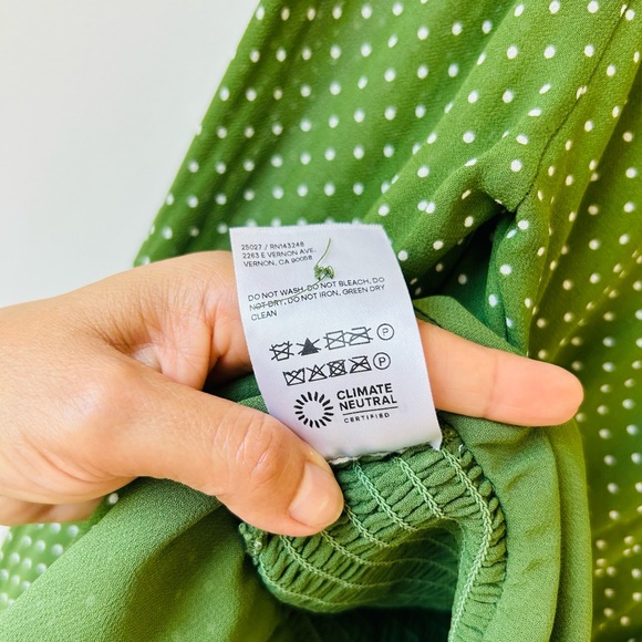 Reformation Hearth Long Sleeve Top Size 6 Peat (Green Polka Dot) - Picture 10 of 15
